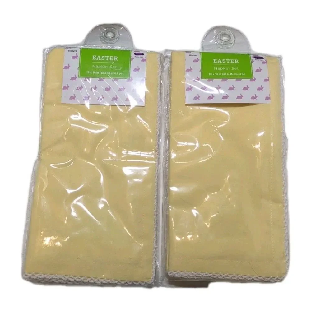 NEW (2 Packs) 4 Cloth Napkins Set Yellow 18 X 18 Spring Easter Table Linen